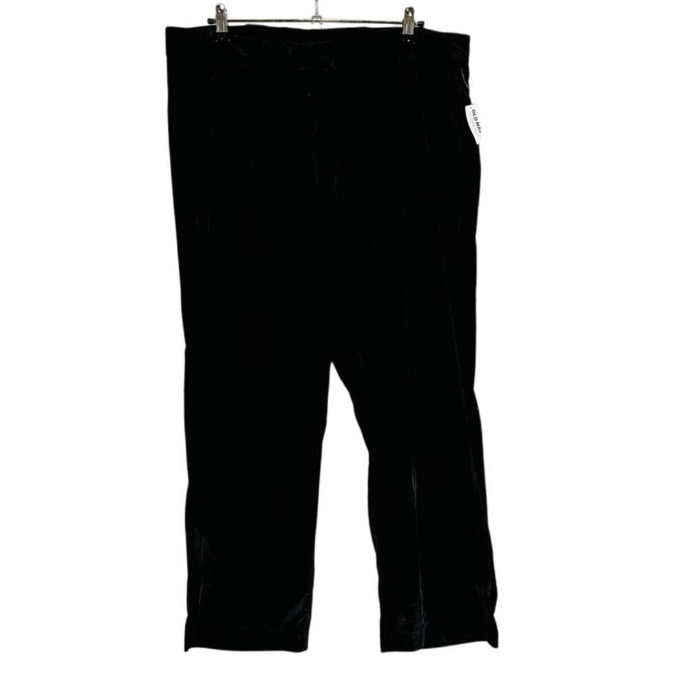 New Old Navy Womans XL Pants Taylor Trouser Pants Black Velvet Wide Leg NWT
